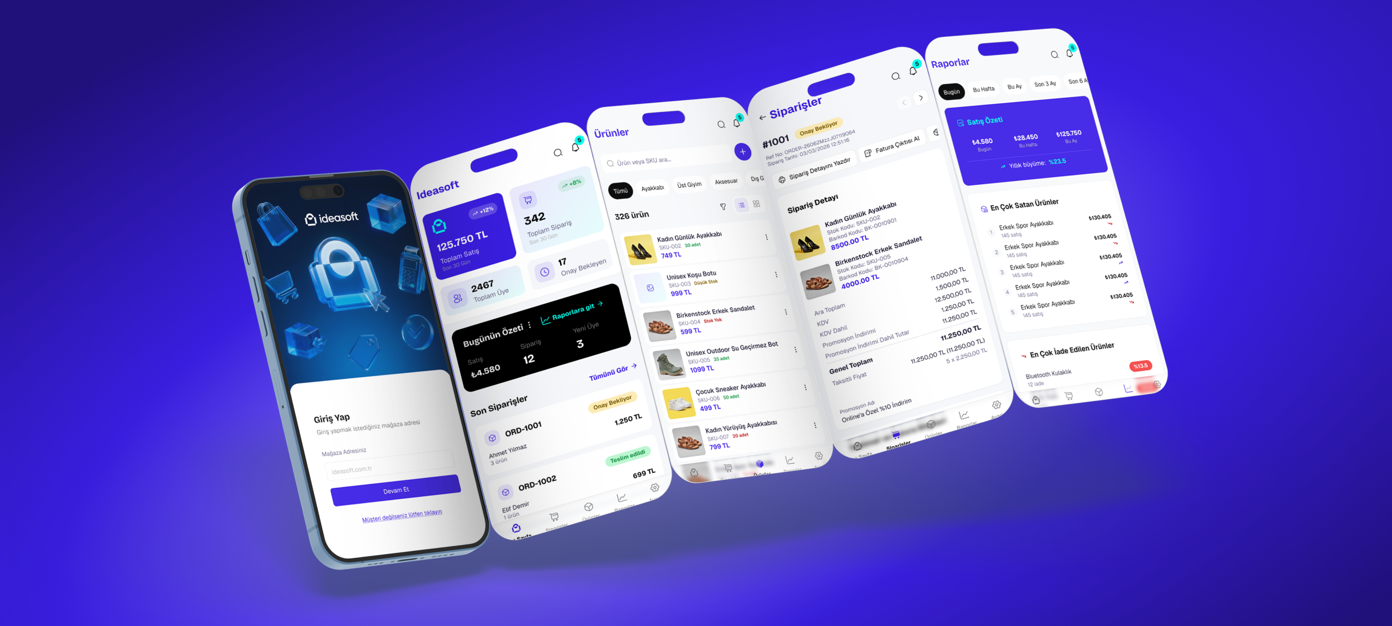 ideasoft Mobil Uygulaması ekranları